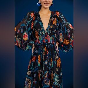 Farm Rio Sunset Tapestry Kaftan Maxi Dress - Large